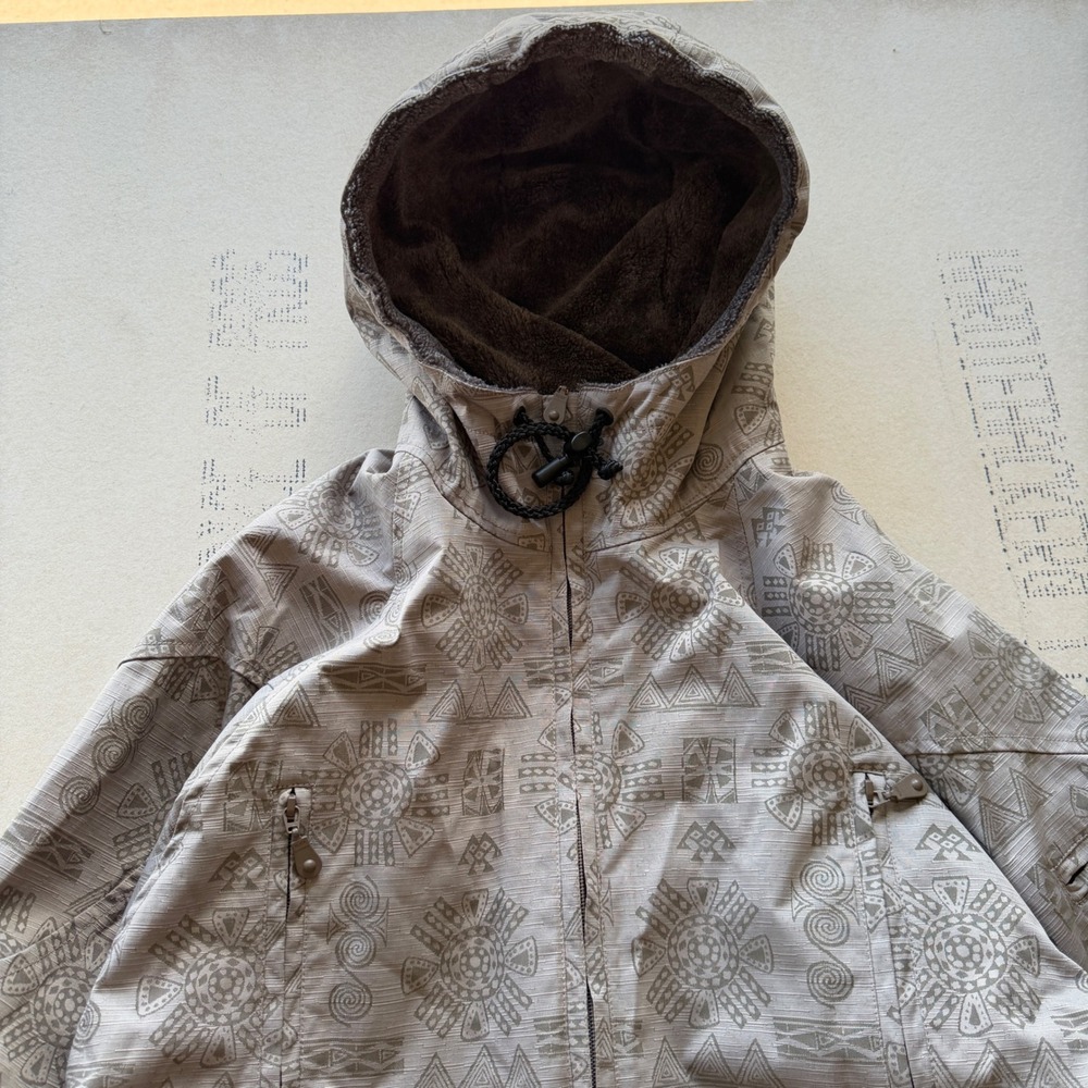 Vintage 90s Spyder Anorak Jacket Tribal Print Sherpa Hood